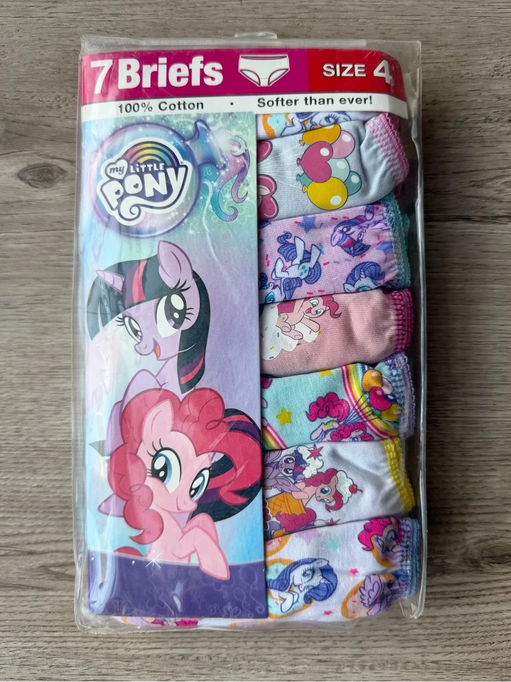 NEW My Little Pony Girls 7-Pack Briefs Size 4 Ages 3-4 100% Cotton Underwear Lot